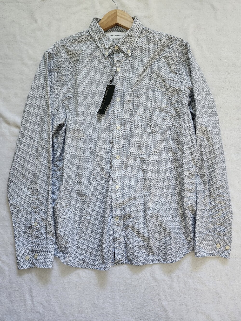 Banana Republic Men's Large Luxe Poplin Untucked Slim Fit Banana Print Shirt NWT